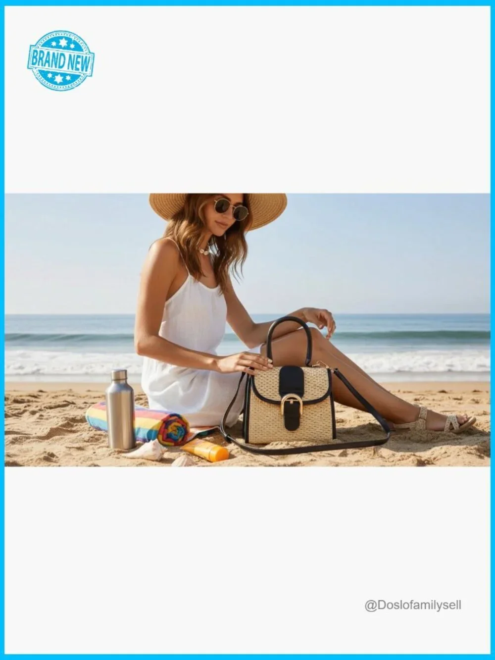 Retro Straw Woven Crossbody Bag Small Satchel Shoulder Messenger Purse